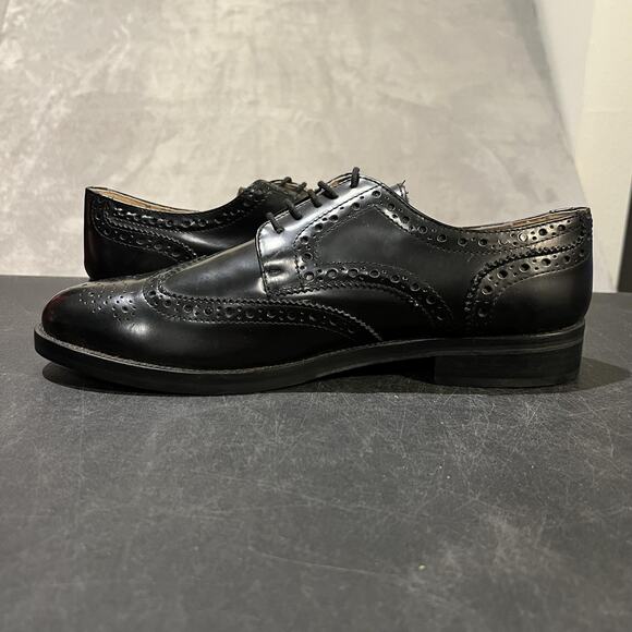 Leone Dress Shoes Mens Size 43 Black Leather Brogue Wingtip Made In Italy main image 4